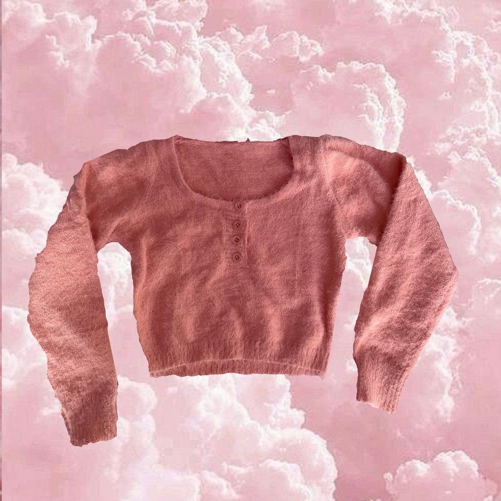 Maddy Euphoria-style Pink Fluffy Aesthetic Sweater